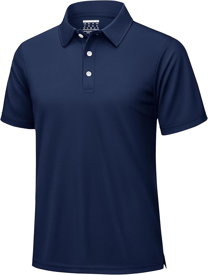 KEFITEVD Men's Polo Shirts Short Sleeve Moisture Wicking Dry Fit Performance Collar Golf Athletic Casual T-Shirt