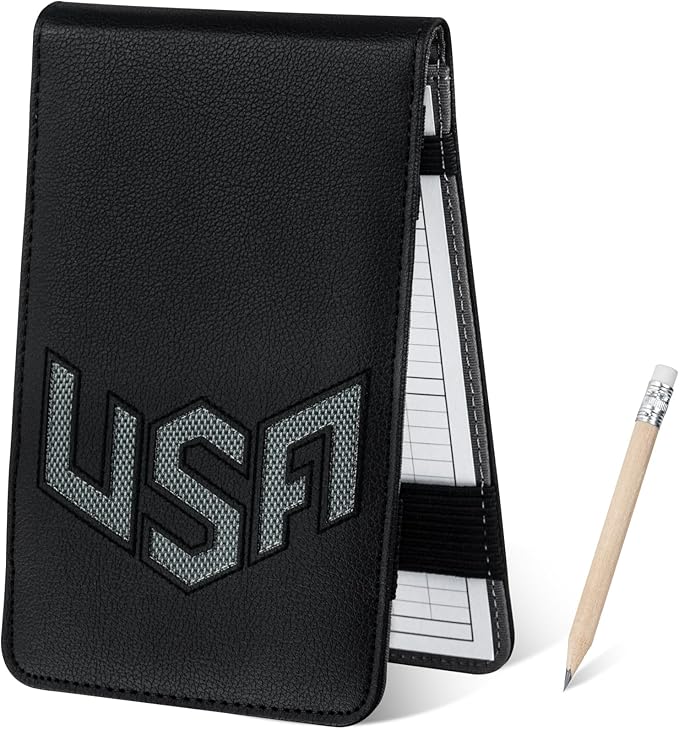 Golf Scorecard Holder & Yardage Book Cover, Golf Accessories Black Premium Leather Yardage Book Holders Cover
