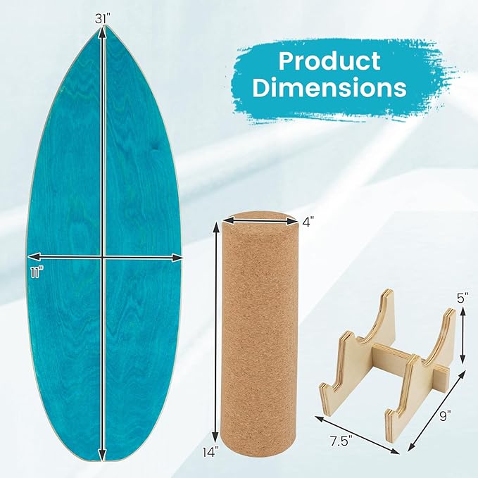 GYMAX Balance Board for Adults, 330LBS Wobble Boards with Storage Rack, Wooden Exercise Balancing Stability Trainer for Improve Balance, Surfing, Skate, Yoga, Skateboarding