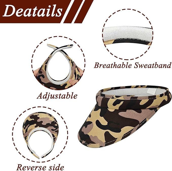 2 Pack Sun Visor Hats Women Men Clip On Wide Brim Visors Hat Outdoor Sports Golf Beach Travel Tennis Caps