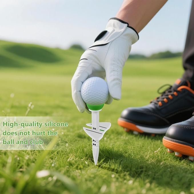 12PC Golf Tees with Adjustable Height Markers, Multi - Color Golf Accessories for Accuracy & Precision Improvement