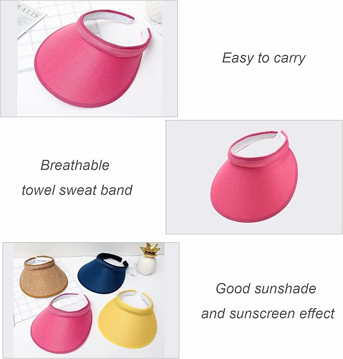 Cloth Covered Slip-On Visor for Women, Adjustable Cap Sports Sun Visors for Men
