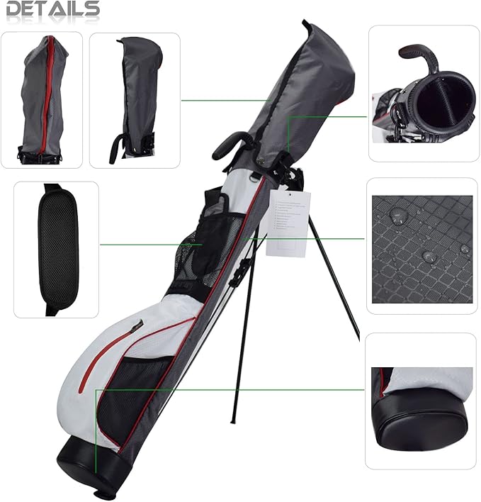 Golf Stand Bag, Lightweight Mini Golf Sunday Bag with Rain Cover and Removable Padded Shoulder Strap, 2 Model Options -2 Way Divider and 4 Way Divider, Waterproof Wear-Resistant Durable Fabric Golf Bag for Women and Men