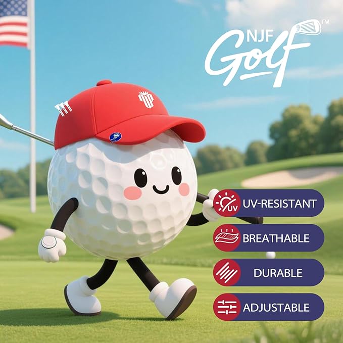 NJF Golf™ Hat Men - Breathable Mens Golf Hats, Adjustable Rope Snapback Cap, Convenient Cap with Tee Holder