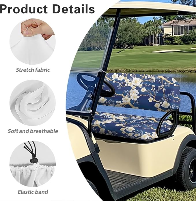 Golf Cart Seat Covers, Universal Fit & Nonskid Bottom Fits for Club Car 2 Person Seats Golf Carts