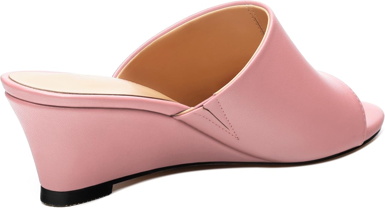 Wedge Sandals for Women Open Toe Wedge Heels Womens Matte High Heel Sandal Round Toe Heeled Wedge Sandals Slip on Casual shoes 2 inch