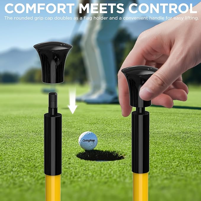 KINGTOP Golf Flagstick - Portable Design, Practice Putting Green Flag Stick for Yard, Club - Golf Pole Pin Flagpole, 3FT or 6FT Heights Available