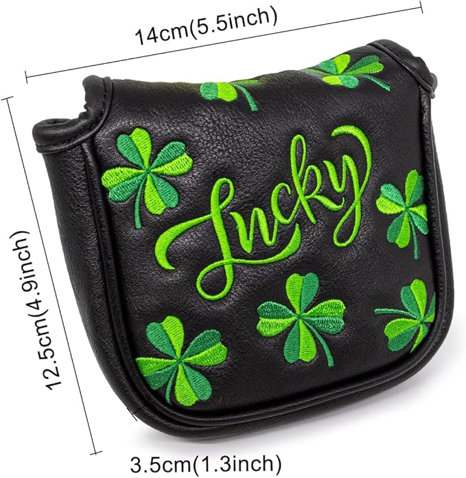 Live Lucky Golf Club Headcover Shamrock Golf Head Cover Elegant Embroidery Premium Leather Driver Covers Fairway Wood Covers Hybrid Headcovers Mallet Blade Putter Covers