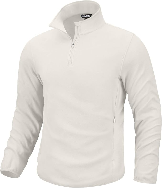 G Gradual Mens Quarter Zip Pullover Fleece with 2 Zipper Pockets Long Sleeve Golf Shirt Winter Athletic Sweater Lightweight