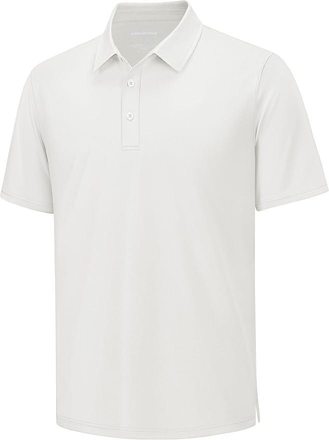 TACVASEN Mens Polo Shirts Short Sleeve Pique 3 Buttons Golf Polo Cooling Performance Moisture Wicking Shirt