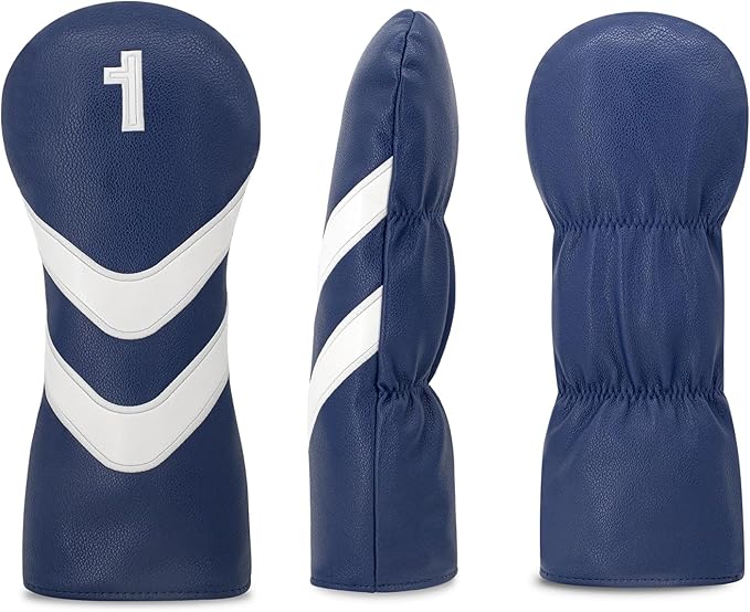 Golf Head Cover Golf Club Blue Leather Headcovers Set Fits Driver Fairway Wood Hybrid Utility Putter Iron Wedge Headcover.