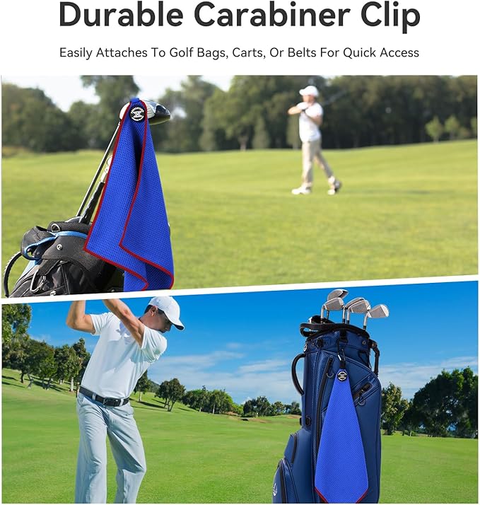 Magnetic Golf Towel with Clip and Cleaning Pocket -Premium Ultra Absorbent and sandfree Waffle Weave Microfiber Towel-Golf Accessories for Golf Bags, Carts or Clubs 16"*16“
