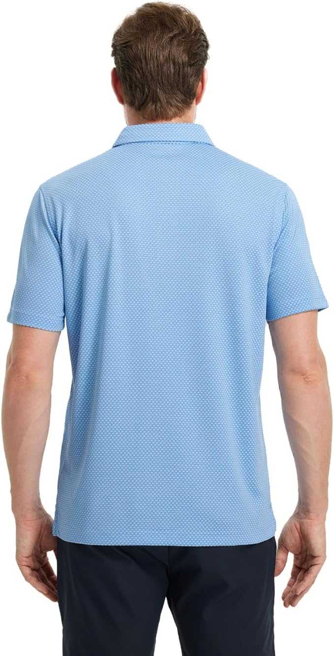 M MAELREG Golf Shirts for Men Moisture Wicking Jacquard Breathable Performance Dry Fit Collared Mens Polo Shirts Short Sleeve