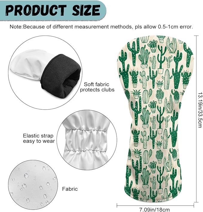 Golf Club Head Covers for Club Protective, Waterproof PU Leather Driver Fairway Wood Hybrid Head Cover