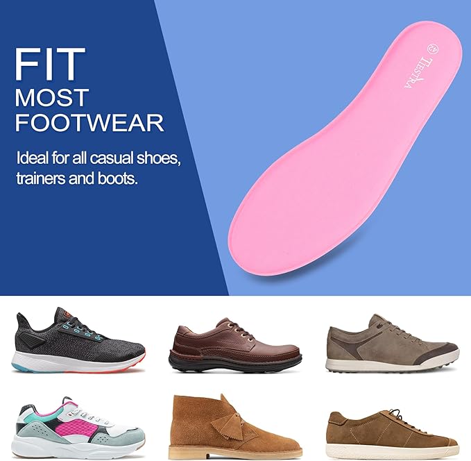 2 Pair -Shoe Inserts for Womens Memory Foam Insoles,Replacement Insoles for Work Boots Running Shoes, Cushion Shock Absorbing for Foot Pain Relief, Comfort Breathable Inner Soles Pink 40EU,US9