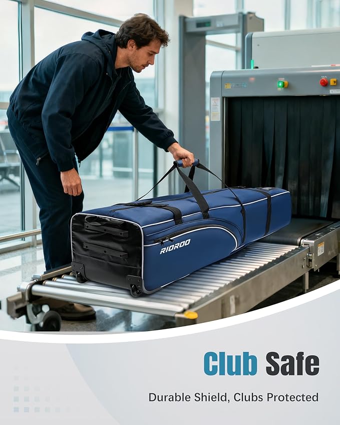 Golf Travel Bags for Airlines with Wheels, Soft-Sided 900D Oxford Cover, Padded Club Protection, Universal Fit Golf Gifts for Men and Women