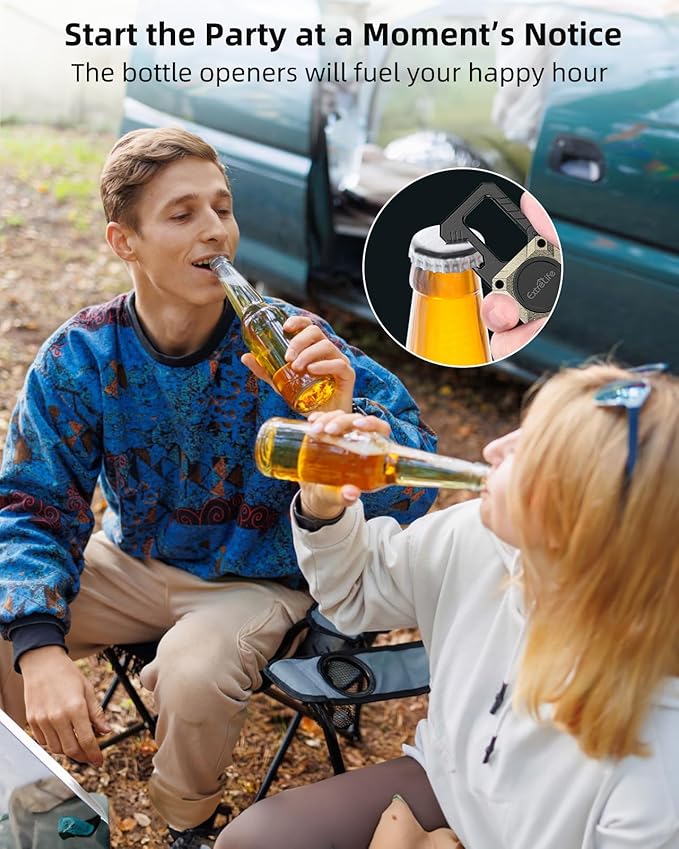 Keychain, Works with Apple Find My, Heavy Duty Key Chain Bottle Opener, Carabiner Car Key Chains with GPS Tracker, Key Finder, Bluetooth Tracker for Luggage, Kids, Bags, Rechargeable, Champagne Gold