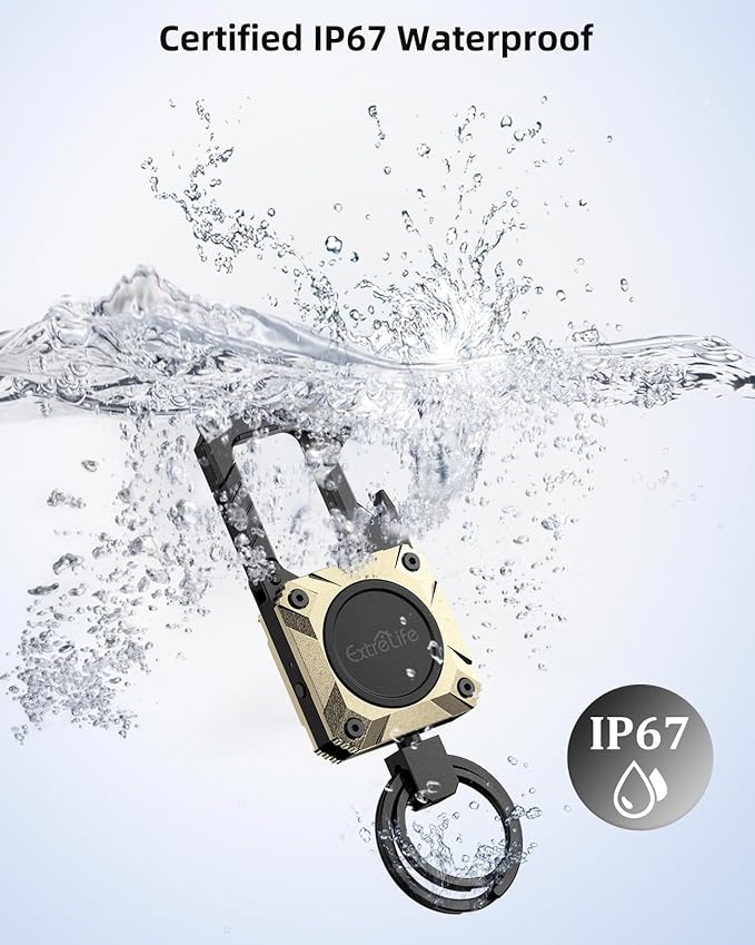 Keychain, Works with Apple Find My, Heavy Duty Key Chain Bottle Opener, Carabiner Car Key Chains with GPS Tracker, Key Finder, Bluetooth Tracker for Luggage, Kids, Bags, Rechargeable, Champagne Gold