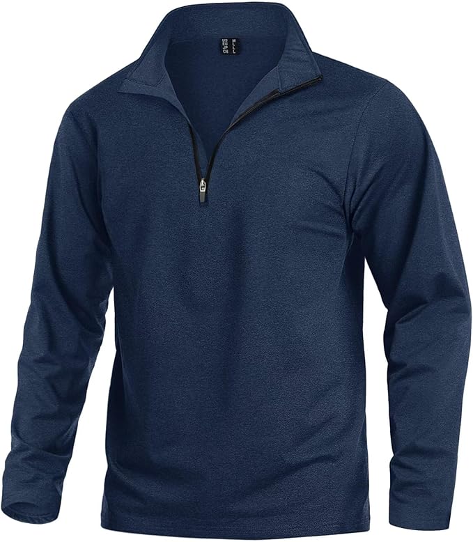 KEFITEVD Men's Quarter Zip Pullover Fleece Lined Long Sleeve Golf Shirt 1/4 Zip Sweatshirts Thermal Winter Sweaters