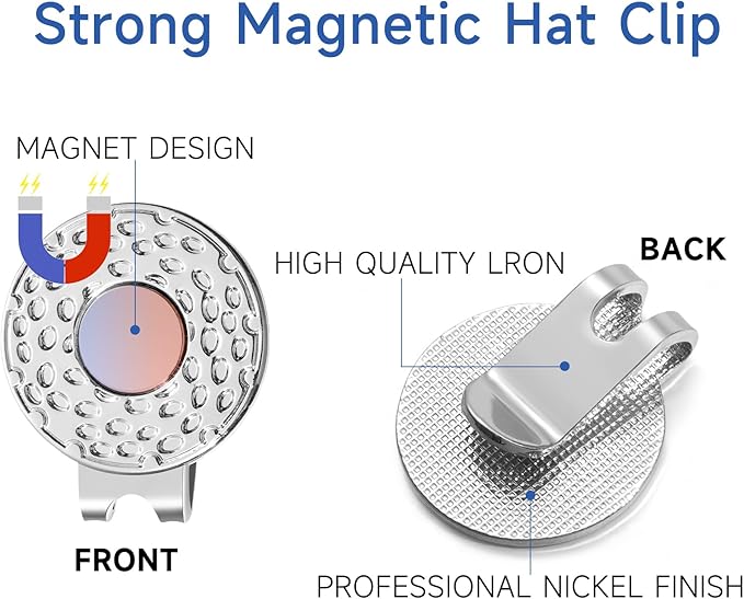 Magnetic Golf Ball Marker Clips, Funny Golf Ball Markers with Magnetic Clip, Enamel Golf Ball Markers Hat Clip Magnet for Men Women Golfer Gifts