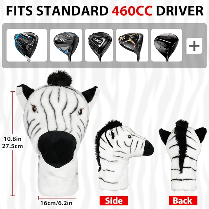 Driver Headcover, Funny Golf Club Covers Soft Plush Animal Golf Head Covers, Creative Golf Headcover Fits Standard 460cc Driver Head