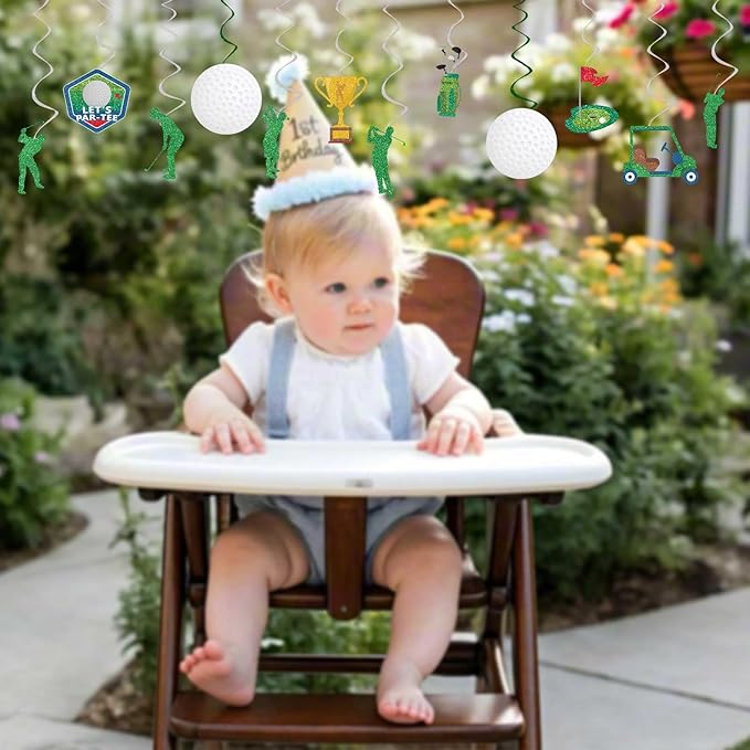 Golf Party Decorations Golf Birthday Hanging Swirls, Assembled and Ready to Use, Let's Partee Party Decor Supplies Boys Hanging Swirl Party Streamers 24pcs Golf Sports Themed Party Decor Banner