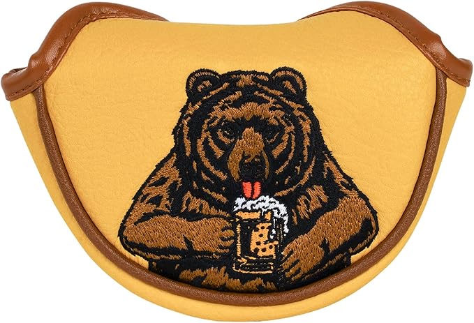 Golf Club Head Cover Golf Head Cover Driver Headcover Fairway Wood Headcover Hybrid Club Head Cover Golf Blade Mallet Putter Cover Beer Bear