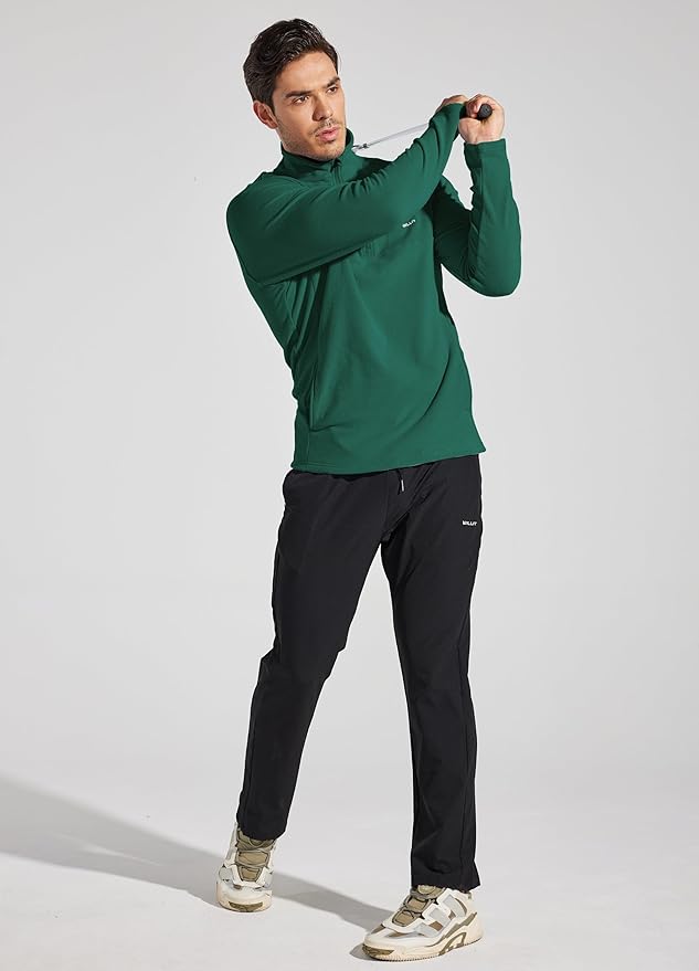 Willit Men's Winter Shirts Fleece Pullover with Pocket Quarter Zip Cold Weather Golf Hiking Casual Warm Shirts Long Sleeve