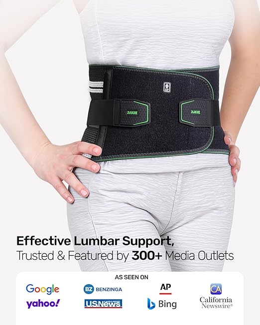 Back Brace for Lower Back, 8X Powerful Lumbar Support with 3D Pad, Support Belt for Men Women, Breathable Back Support Brace with Adjustable Strap, Green Size M