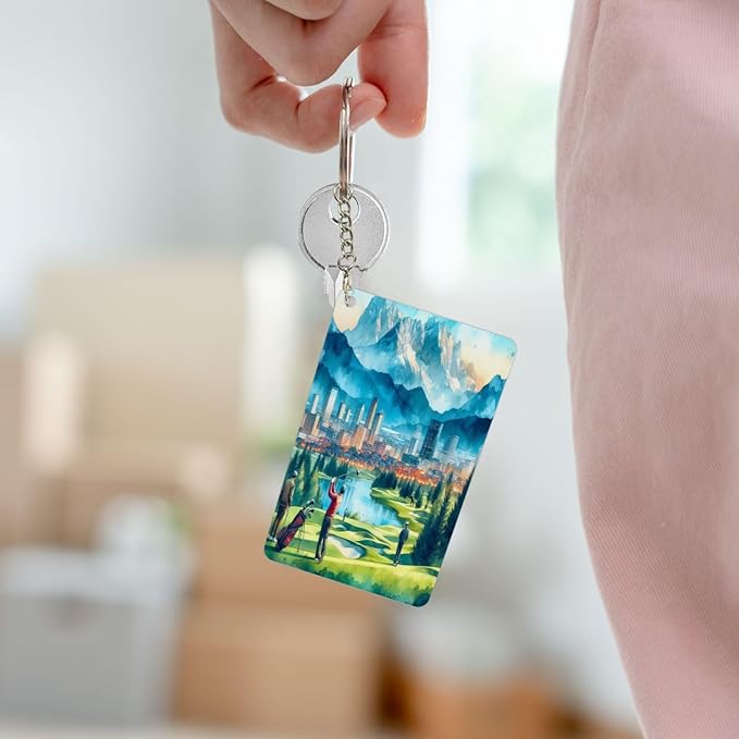 Keychain - Rectangular Acrylic Keychain Daily Key Ring Car Key Fob Holder 2X3 Inch