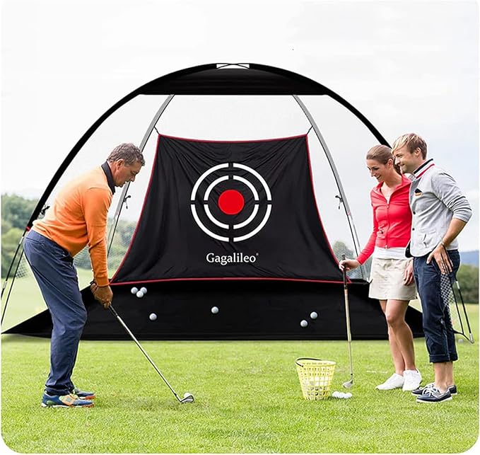 Gagalileo Golf Net: Backyard Practice Hitting Driving Training by Turf Mat Target Real Ball Indoor Outdoor Chipping Swing Gift for Golfers Dad Husband Men