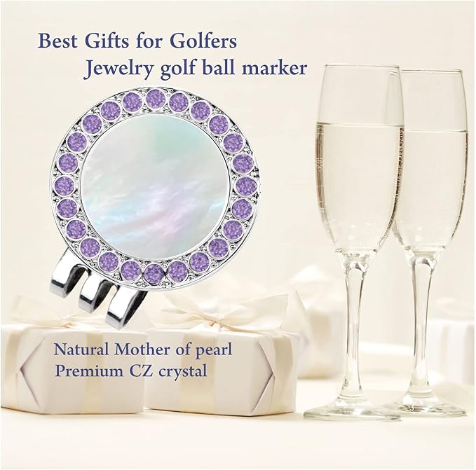 Golf Ball Marker Hat Clip with Pearl Crystal Ball Marker, Golf Accessories, Golf Gifts, Golf Ball Markers for Women