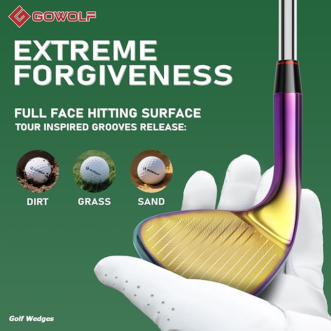 Gowolf Premium Forged Full Face Golf Wedges 50/52/54/56/58/60/69 Degree Individual or Set for Men, Right Hand Gap Wedge Sand Wedge Lob Wedge, Golf Clubs CNC Milled Face for More Spin - Great Golf Gift