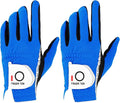 FINGER TEN Men's Golf Gloves for Right Left Handed Golfer Rain Grip Value 2 Pack, Golf Glove for Left or Right Hand Hot Wet Weather No Sweat Black Gray White Blue