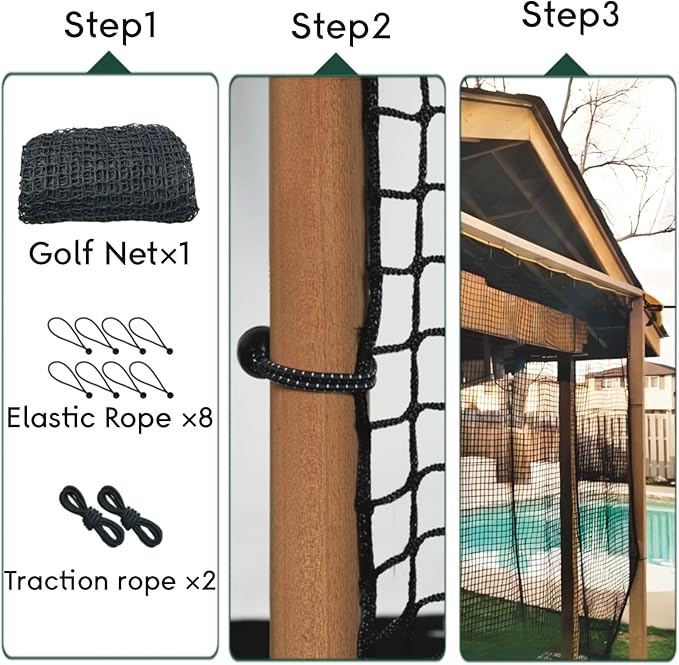 Golf Practice Net,Heavy Duty Nylon Golf Hitting Net,Golf Net Outdoor Indoor with Wire Hanging Kit,Golf Nets for Backyard Driving，Golf,Baseball, Hockey, Soccer（10/15/20/25/30ft