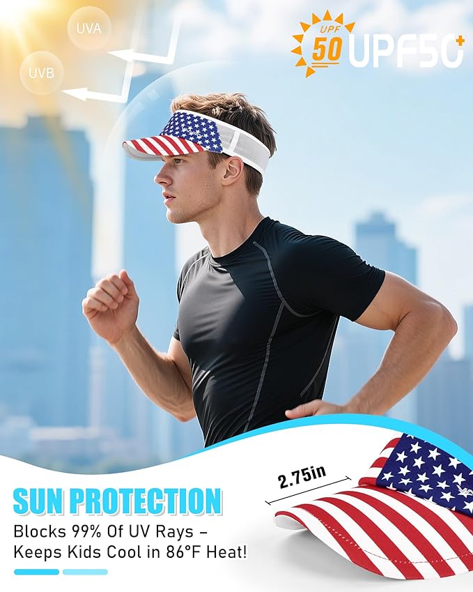 Sports Sun Visor Hats for Women Men Lightweight Breathable Cooling Stretchy Visors Foldable UPF 50+ for Running Tennis Golf
