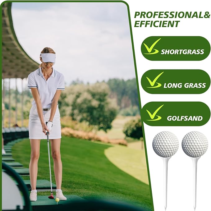 Soulchen 2 3/4 Inch Inch Golf Tees - 5-Prong Curved Design for Longer Drives Low Spin & Low Friction Plastic Tees Durable Bulk Tee with Optimized Shaft Strength for Driving Range