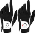 FINGER TEN Men's Golf Gloves for Right Left Handed Golfer Rain Grip Value 2 Pack, Golf Glove for Left or Right Hand Hot Wet Weather No Sweat Black Gray White Blue