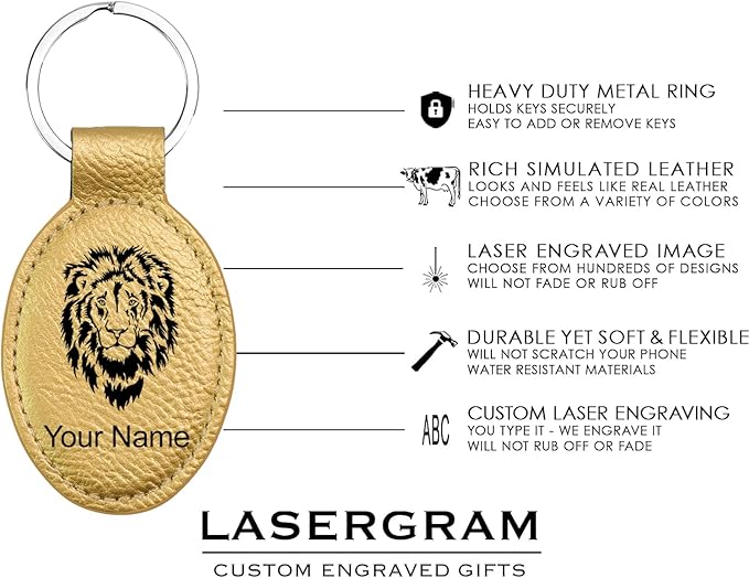LaserGram Oval Keychain, Golfer Golfing, Personalized Engraving Included (Gold)