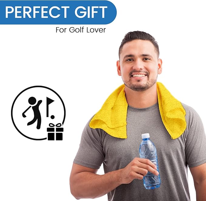 Personalized Passion Golf Towel with Embroidered Name - 16"x26" Custom Golf Towels with Clip - Soft & Highly Absorbent Plush Velour - Easily Wipes Away Sweat and Dirt - Gift for Golfers - Gold