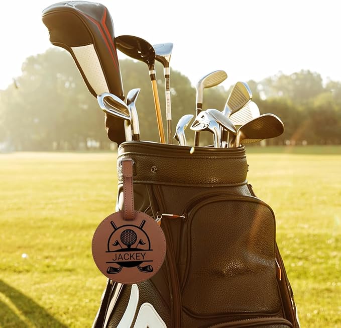 Custom Leather Golf Tee Holder, Personalized Photo Logo Text Golf Bag Tag, Customized Golf Club Luggage Labels, Luxury Gift for Coach, Grandpa, Uncle, Husband, Him