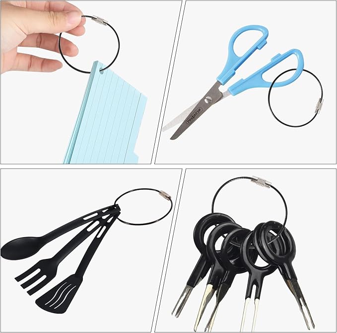 20pcs Stainless Steel Wire Keychains Aircraft Cable Cable Key Ring for Hanging ID Tags or Luggage Tags,6.3 inch 2mm Black