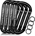 Carabiner Clip,855lbs，3" Heavy Duty D Ring Caribeener Clips,Carabiner Keychain Caribeaners for Hammocks,Camping,Hiking,Outdoors,Gym,Small Carabiners for Dog Leash,Harness,Key Ring, Black