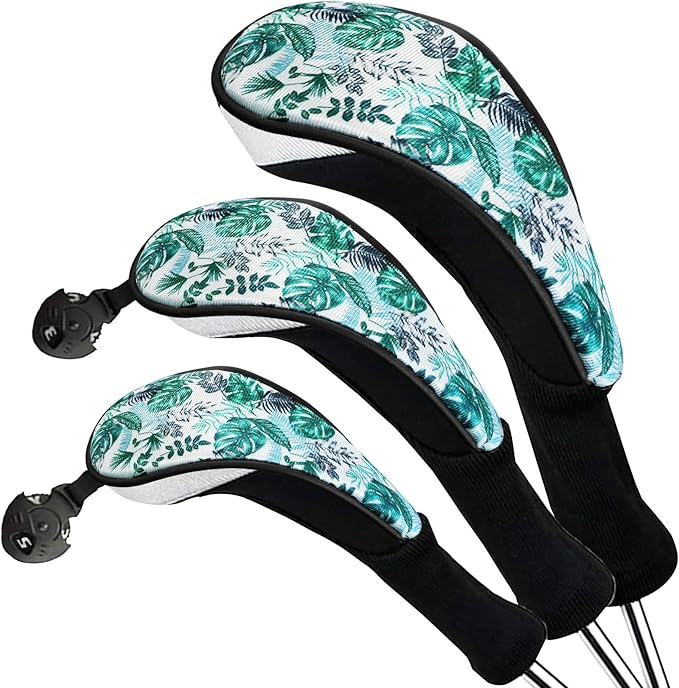 FINGER TEN Golf Club Head Covers Woods Driver Fairway Hybrid 3/4/5 Set, Headcovers Men 1 3 5 7 X Interchangeable Number Tag, Fit All Wood Clubs
