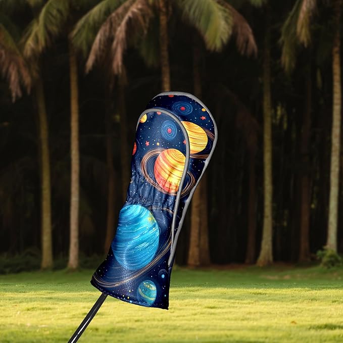 Golf Club Covers PU Leather Waterproof Golf Club Head Covers for Fairway Woods and Driver White Fishbone Pattern Driver Cover Suitable for Most Brands