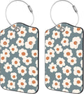 2 Pack Luggage Tags for Suitcase,Retro Floral PU Leather Luggage Tags with Privacy Cover Name Address Labels and Steel Ring,Creative Travel Accessories for Men and Women