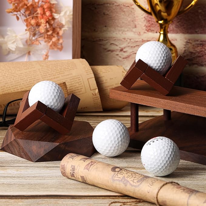 Golf Ball Display Holder 1.97 Inch Wooden Golfball Display Stand Baseball Rack Case for Souvenir Collections Tabletop Desk Decor Men Golf Enthusiasts(1 Pcs,Walnut Color)