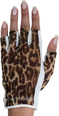 Animal Print Solar Tan Fashion Half Glove | UV Protection SPF 10, Breathable & Stylish, Tan-Through Solar Fabric
