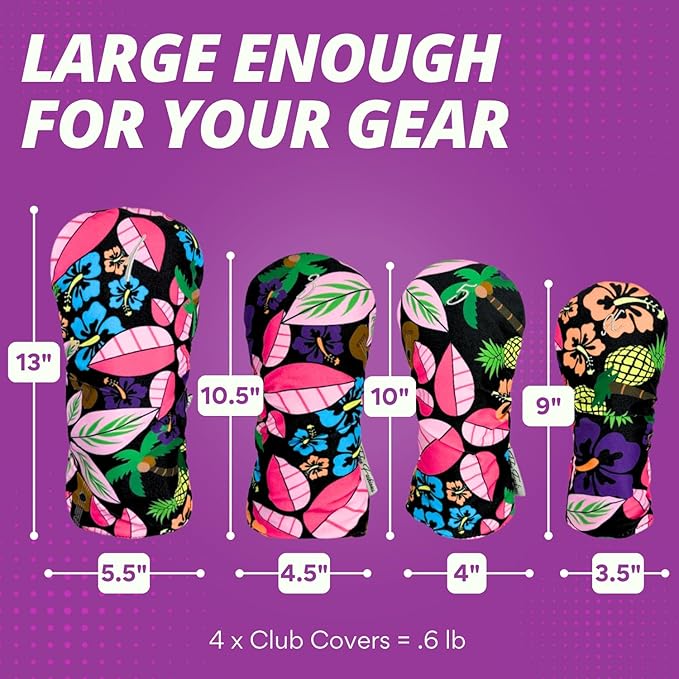 Taboo Fashions Resort Collection Golf Club Covers for Women - Numbered Golf Headcovers Set for Driver, Fairway and Hybrid Clubs - Weather Resistant, Pack of 4