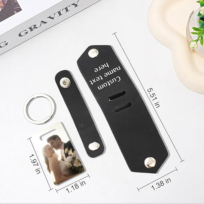 Custom Keychains with Picture Personalized Photo Logo Text Customized Key Chain for Boyfriend Dad Men Women Gifts